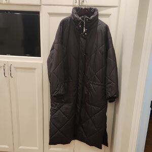 Black Quilted Oversized Maxi Women's Coat